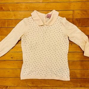 Ted Baker London Light Pink Angora Rabbit Hair Sweater with Sparkly Dots